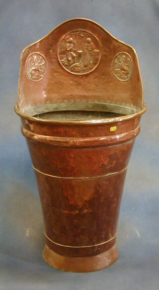 A 19th Century embossed copper grape or hop pickers hod