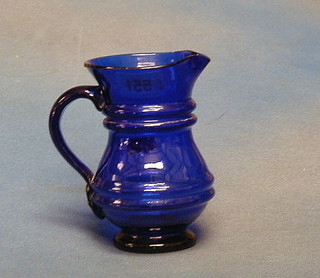A 19th Century Bristol blue glass jug 5"