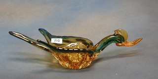 A Morano glass bowl in the form of a bird, 14"