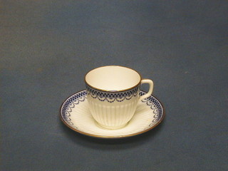 A 21 piece Mintons blue and white banded tea service comprising 9 cups and 12 saucers