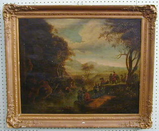 18th Century oil painting on canvas "John The Baptist" 19" x 24" marked to the reverse 