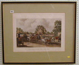 An 18th/19th Century coloured print "The Four In Hand Club Hyde Park" engraved by J Harris and painted by James Pollard 13" x 16"