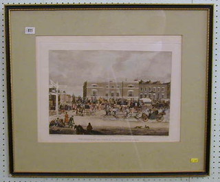 An 18th/19th Century coloured coaching print "The Elephant & Castle on the Brighton Road" engraved by Theodore Fielding painted by James Pollard