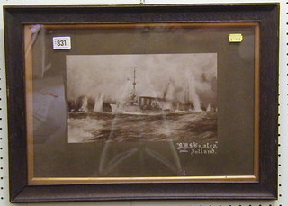 A WWI monochrome print "HMS Calatea Jutland" 11" x 11"