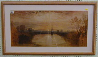 After J M W Turner, a coloured print "The Chichester Canal" 12" x 25"