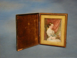 A Victorian portrait miniature on ivory "Seated Young Girl" 4" x 3 1/2"