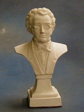 A stoneware head and shoulders bust of Schubert 12"