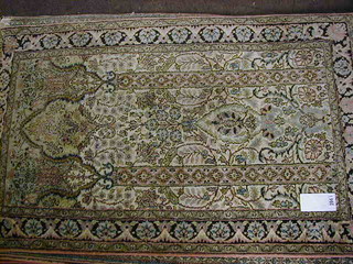 A fine quality mid 20th Century Persian silk pink prayer rug 48" x 29"