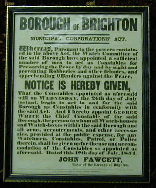 A Victorian Borough of Brighton Mutual Corporations Act for the Appointment of Constables 16" x 13" framed