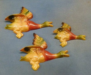 A set of 4 graduated cast metal wall plaques in the form of diving ducks (marked Parkside)