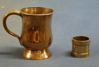 A Victorian standard one and a quarter gill brass measure marked W & T Avery Ltd Birmingham together with a copper half pint tankard