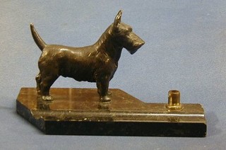 A 1930's bronze pen tray decorated a standing West Highland Terrier 8"