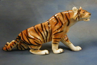 A Royal Dux porcelain figure of a tiger, marked 312 20"