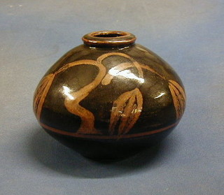 A David Leach circular Art Pottery globular shaped vase 7"