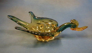 A Morano glass bowl in the form of a bird, 14"