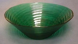 A  green glass pedestal bowl 12"