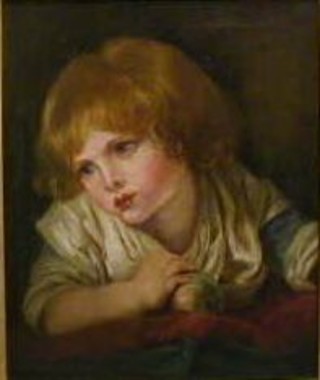 An 18th/19th Century oil painting on canvas "Boy with Apple" 15" x 13"