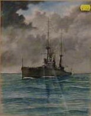 W Stuart, watercolour drawing "Dreadnought" signed and dated 1914 12" x 9"
