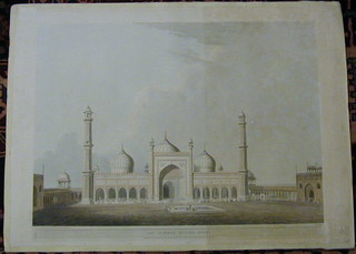 A 19th Century coloured print "The Jummah Musjed Delhi" drawn and engraved by Thomas Daniell no. XX111 17" x 24"