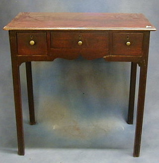 A  19th Century mahogany low boy fitted 2 drawers flanked by a pair of drawers and raised on square tapering supports 30"