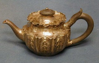 A Victorian embossed silver bachelor's teapot Sheffield 1896, 8 ozs