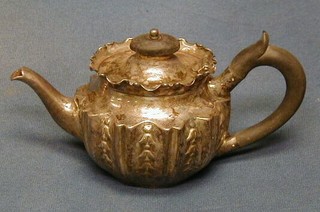A Victorian embossed silver bachelor's teapot Sheffield 1896, 8 ozs