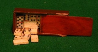 A miniature set of dominoes