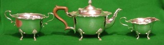 A Georgian style silver plated oval 3 piece tea service