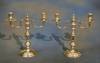 A pair of silver twin light candelabrum, London 1966 11"