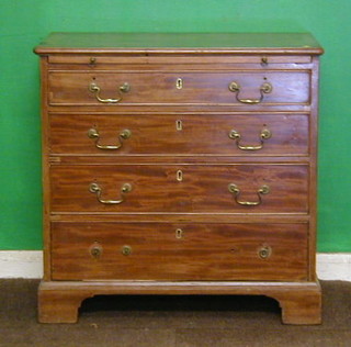 A Georgian mahogany chest of 4 long graduated drawers with swan neck handles and brushing slide, 31"