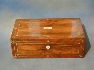 A Victorian rosewood writing slope inlaid mother of pearl 18"