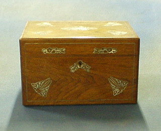 A Victorian rosewood, inlaid mother of pearl vanity trinket box with fitted interior 12"