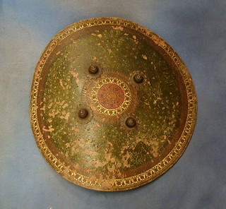 An Indian circular leather shield 23"