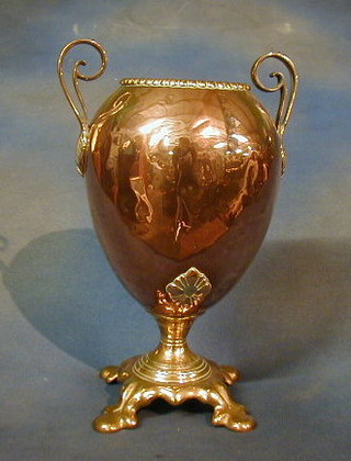 A Georgian copper twin handled tea urn (no lid)