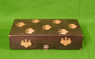 A 19th Century Japanese rectangular lacquered box 10" and a yellow silk handbag