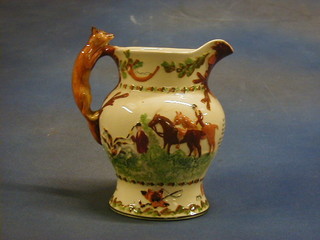 A Crown Devon Fieldings musical pottery jug decorated hunting scenes and playing John Peel 7"