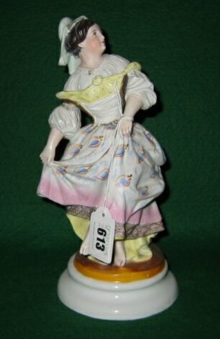 A 19th Century biscuit porcelain figure of a dancing lady, the base marked S & S 166, (f) 10"