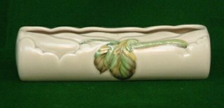 A Clarice Cliff pottery flower trough with leaf decoration 9"