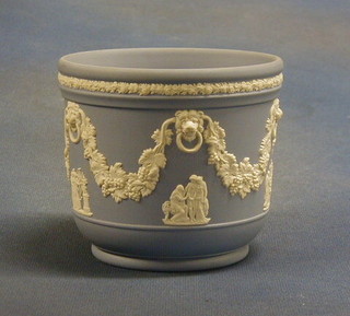 A Wedgwood blue Jasperware chassepot, base impressed Wedgwood Made in England 5"