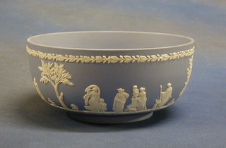 A Wedgwood blue Jasperware bowl, base impressed Wedgwood Made in England 69, 8"