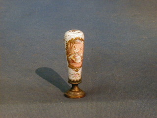 A 19th Century Continental porcelain seal, a Crown Staffordshire trinket box and 2 glass models of carp