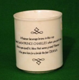 A Carltonware commemorative mug to celebrate the engagement/publication of Charles Charmings Challenges on the Pathway to the Throne by Clive James