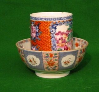 A 19th Century Oriental Mandarin's mug 5" (f) and a circular porcelain bowl 7"