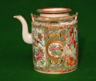 A 19th Century Canton famille rose porcelain teapot decorated court figures