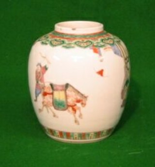 A 19th Century Oriental famille vert ginger jar 6"