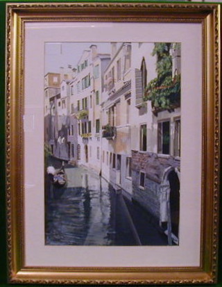 Michael N Scott, an impressionist watercolour drawing "Canal Scene with Gondola" signed, 18" x 11"