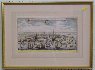 A 17th/18th Century coloured print "Copenhagen" 8" x 13"