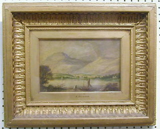 A Vickers, 19th Century oil painting on board "Coniston Lake" 5" x 8"