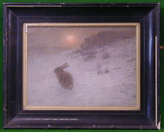 A Weczerzick, pastel drawing "Hare at Sunrise in Snowy Landscape" 10" x 12"