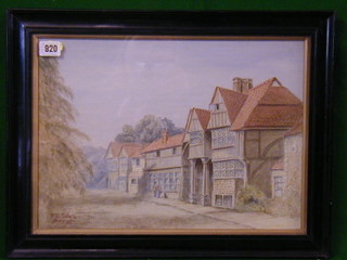 T C Sitva, watercolour drawing "Country House with Figures" signed and dated 1921 12" x 16"